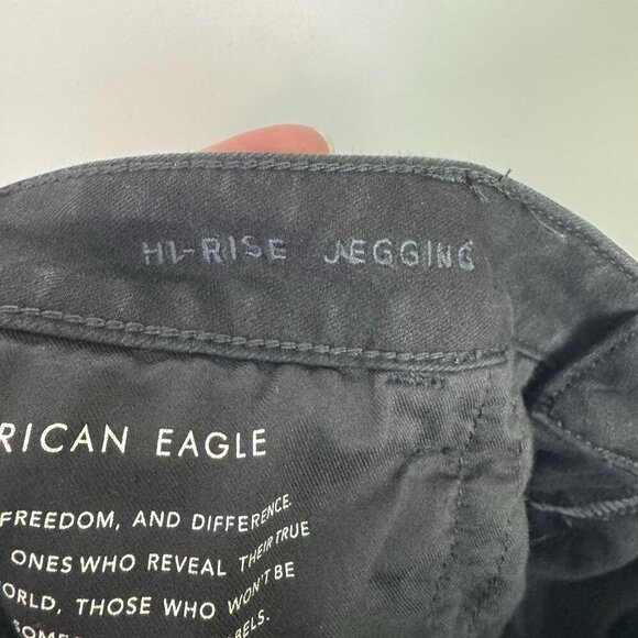 American Eagle Jeans Womens Size 20 Regular Black High Rise Jegging Distressed - Picture 7 of 7